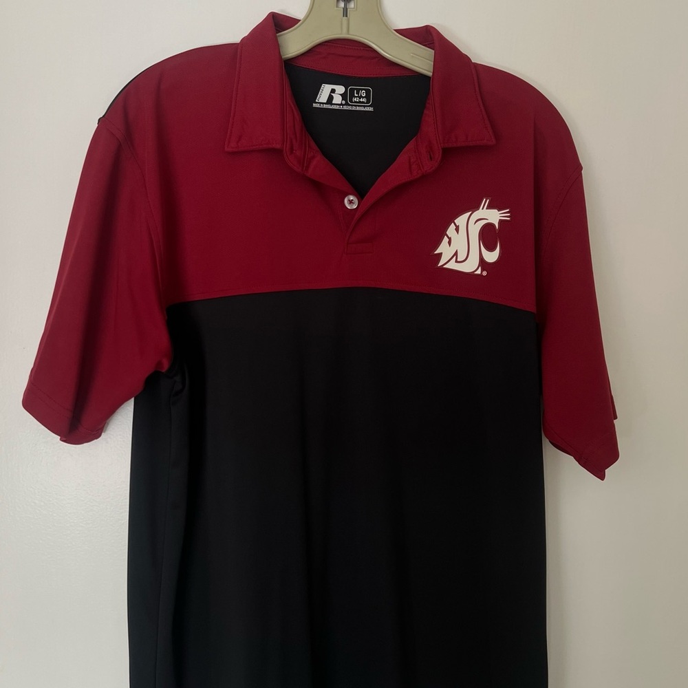 WSU Cougs - Russell Athletic Men's Crimson and Black Polo Shirt